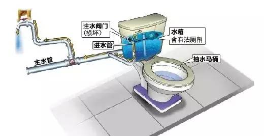 马桶洁厕剂倒灌自来水,跟电源倒灌是一个道理。